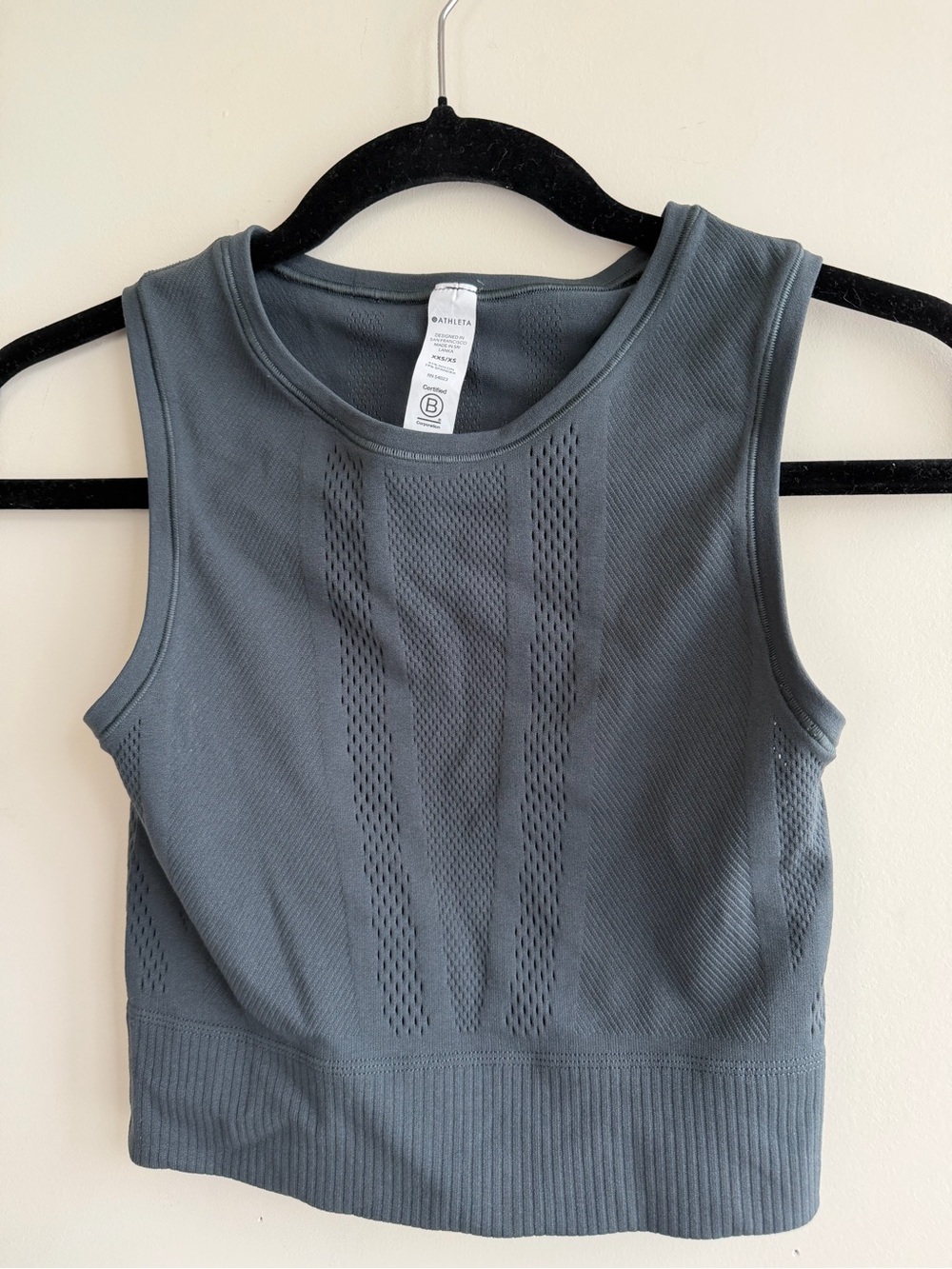 Athleta Charcoal Gray Green Seamless Crop Tank